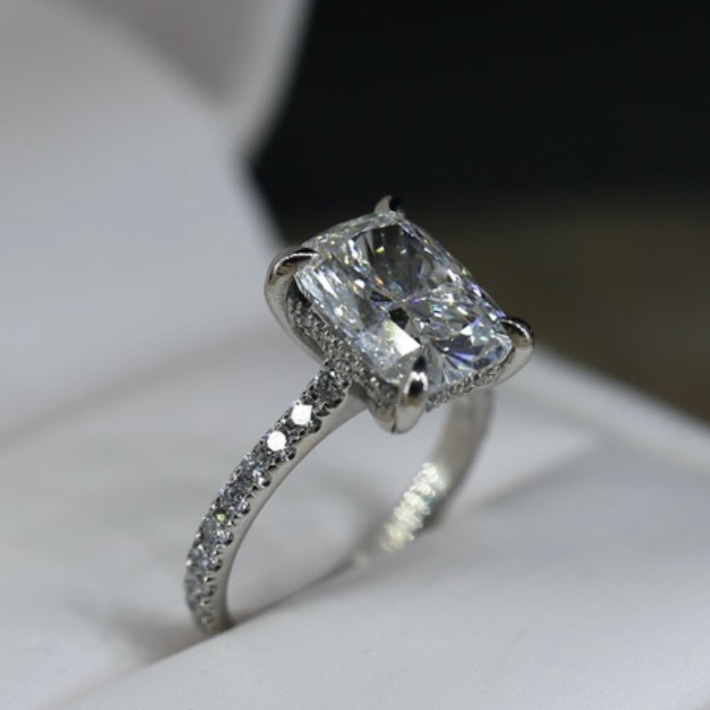 4.00 Carat Cushion Brilliant Lab-Grown Diamond Ring in Platinum
